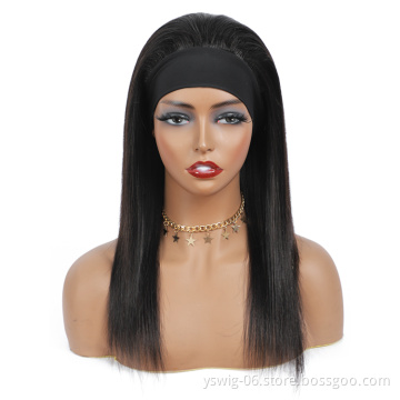 XCCOCO Wholesale 1b# Straight Remy Human Hair Headband Wig, Headband Wig Human Hair For Black Women